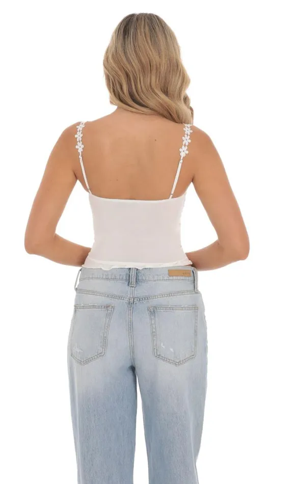 Floral Strap Twist Top White Women LUCY IN THE SKY Tops Floral Strap Twist Top White Women LUCY IN THE SKY Tops
