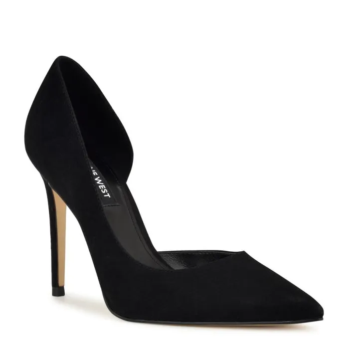 Folowe D039Orsay Pointy Toe Pumps Black Suede Women Nine West Heels