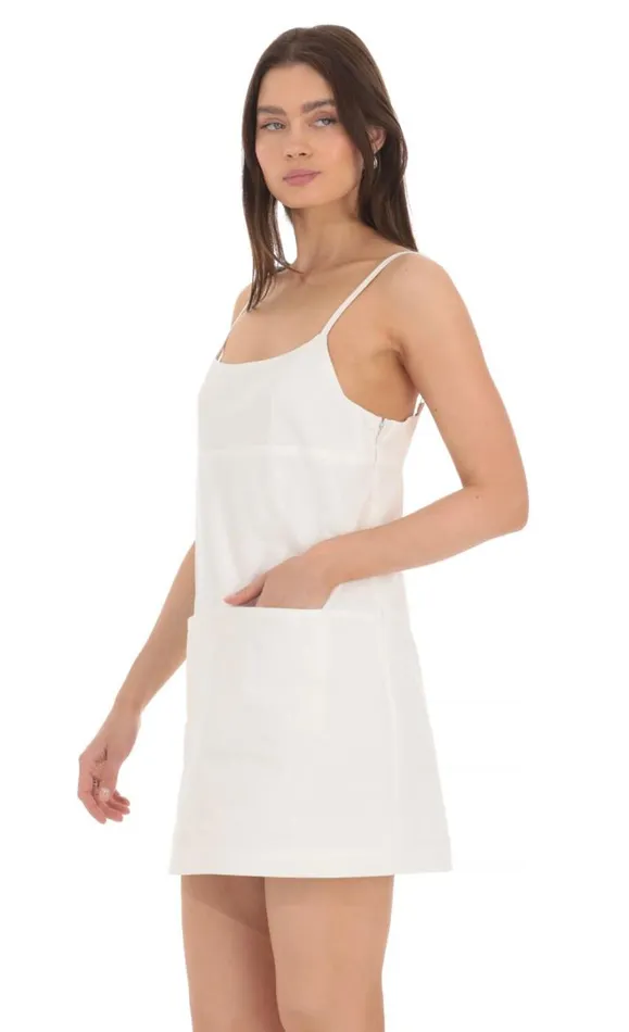 Front Pocket Dress White Women LUCY IN THE SKY Mini Dresses Front Pocket Dress White Women LUCY IN THE SKY Mini Dresses
