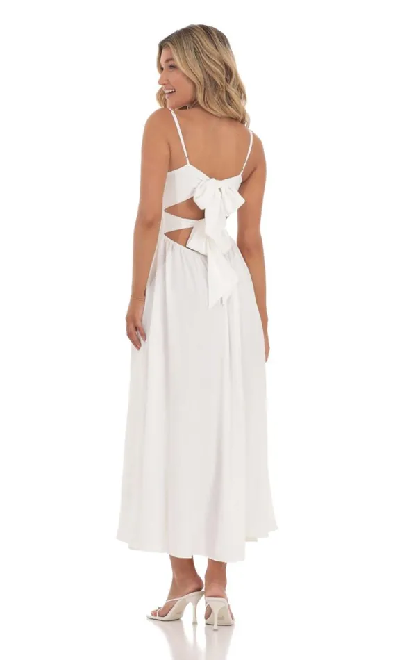 Front Twist Midi Dress White Women LUCY IN THE SKY Midi Dresses