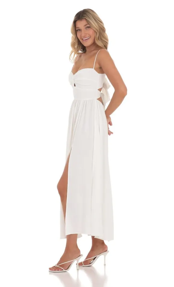 Front Twist Midi Dress White Women LUCY IN THE SKY Midi Dresses
