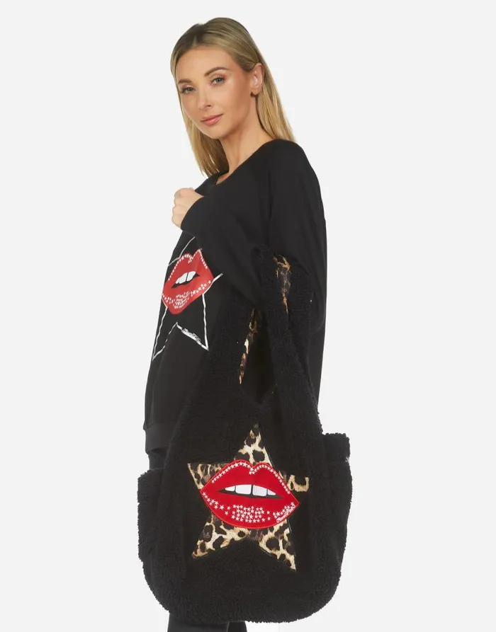 Galilea Leopard Star Lip Patch Black Leopard Women Lauren Moshi Bags