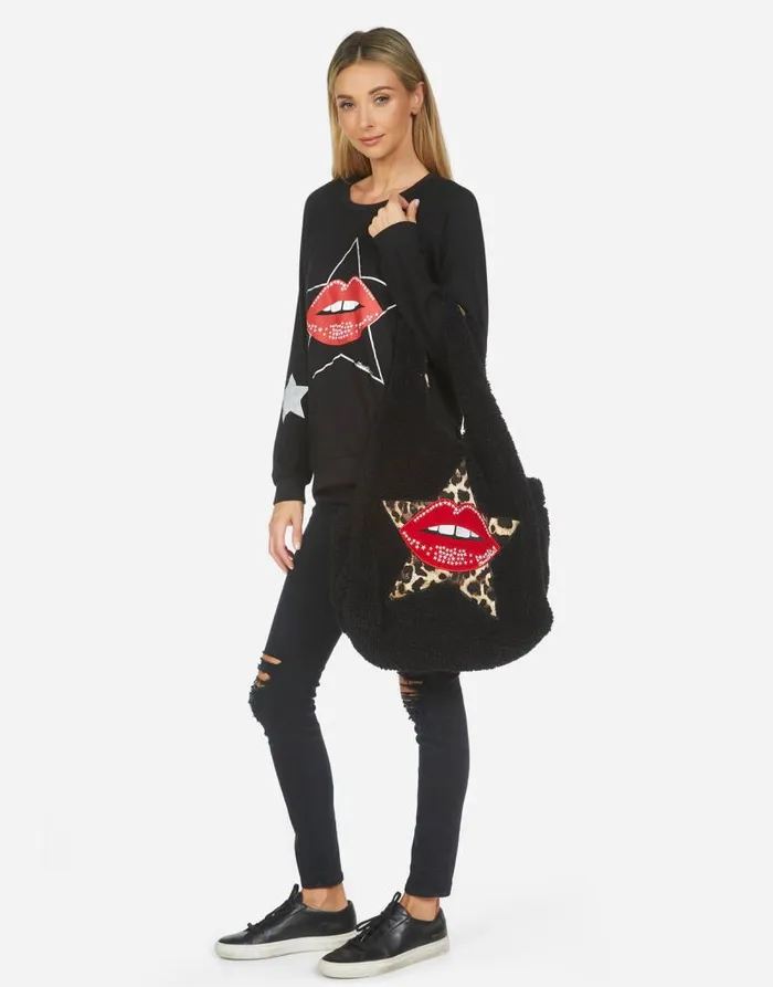 Galilea Leopard Star Lip Patch Black Leopard Women Lauren Moshi Bags