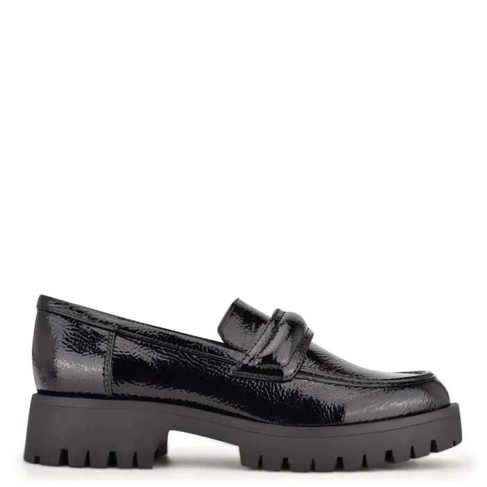 Garren Lug Sole Loafers Black Women Nine West Flats