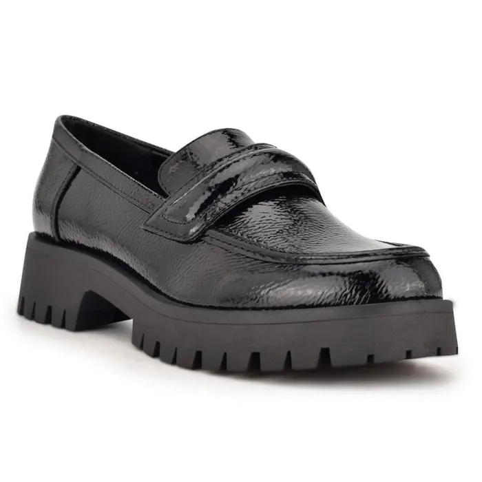 Garren Lug Sole Loafers Black Women Nine West Flats