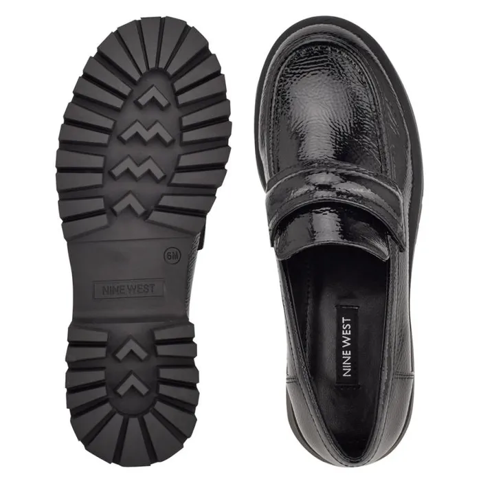Garren Lug Sole Loafers Black Women Nine West Flats