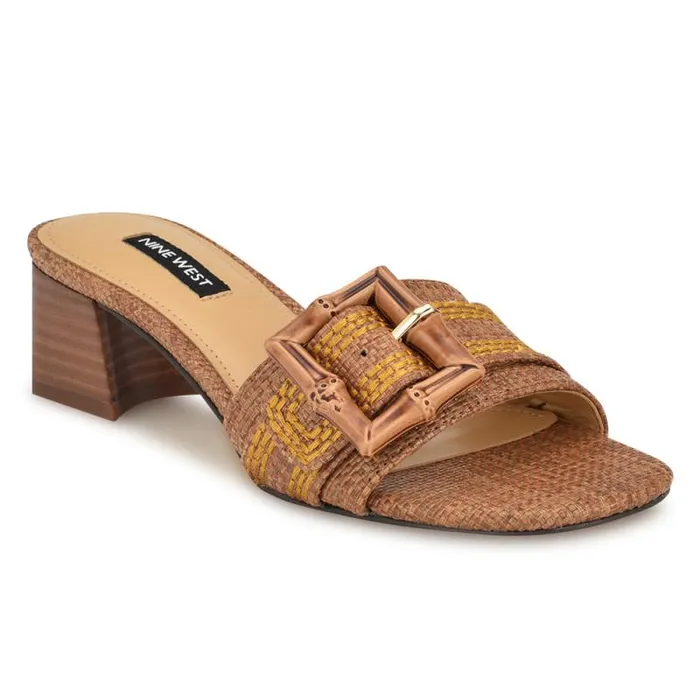 Garta Buckle Slide Sandals Brown Raffia Women Nine West Sandals Garta Buckle Slide Sandals Brown Raffia Women Nine West Sandals