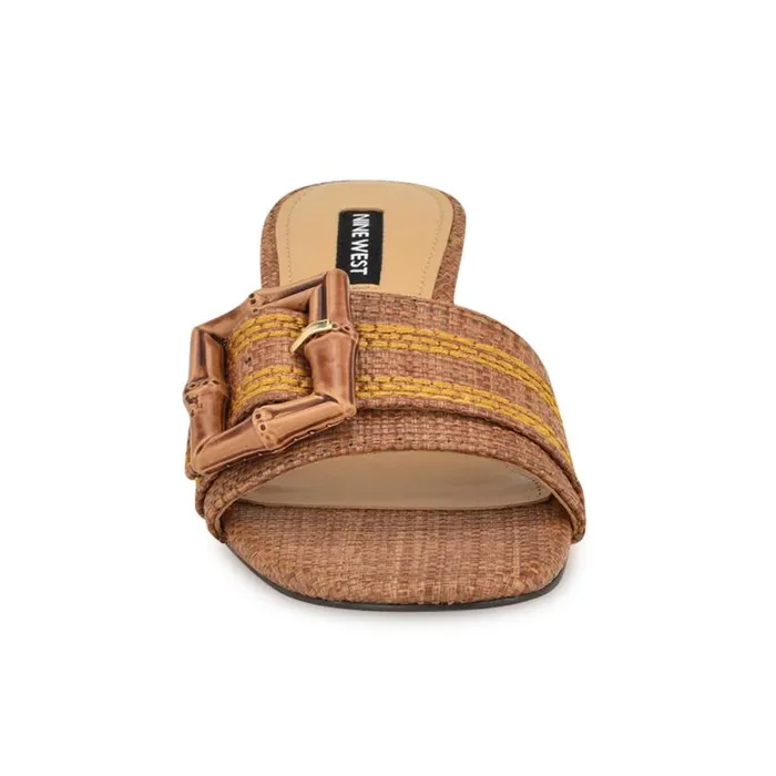 Garta Buckle Slide Sandals Brown Raffia Women Nine West Sandals Garta Buckle Slide Sandals Brown Raffia Women Nine West Sandals