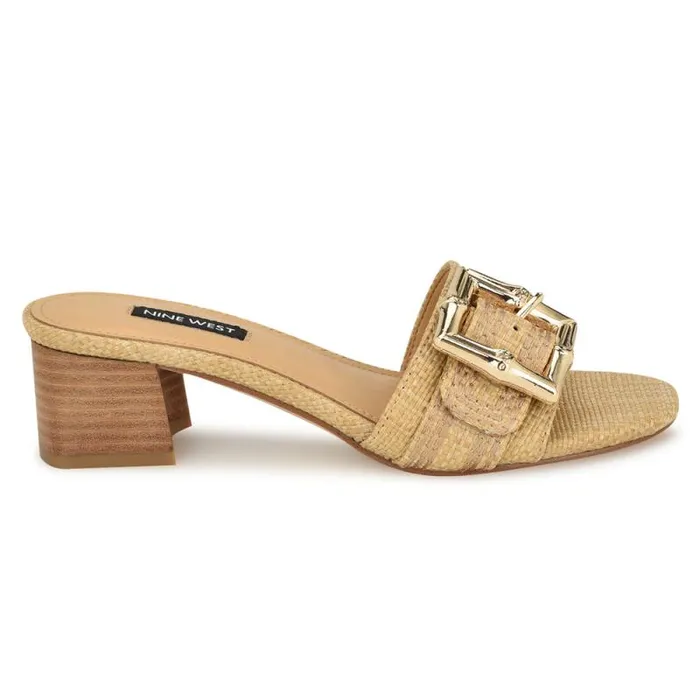 Garta Buckle Slide Sandals Light Natural Raffia Women Nine West Sandals