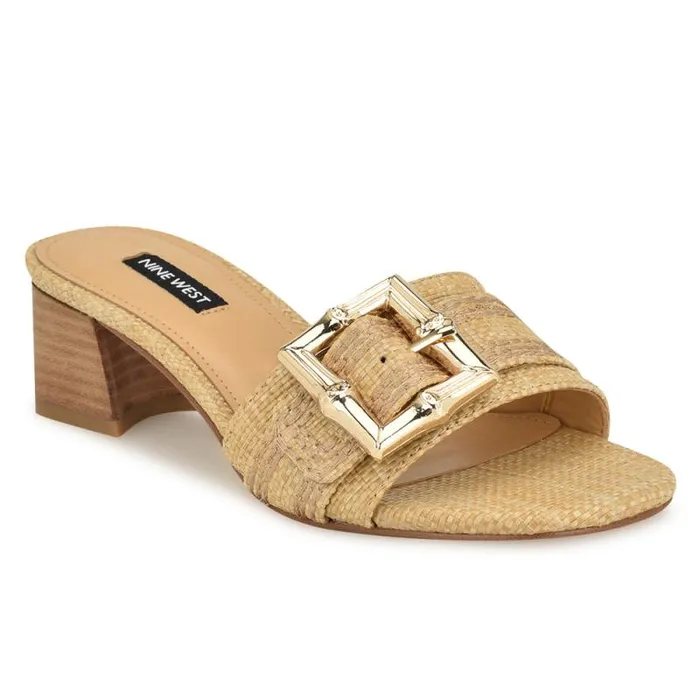 Garta Buckle Slide Sandals Light Natural Raffia Women Nine West Sandals Garta Buckle Slide Sandals Light Natural Raffia Women Nine West Sandals