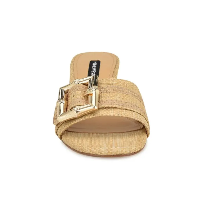 Garta Buckle Slide Sandals Light Natural Raffia Women Nine West Sandals Garta Buckle Slide Sandals Light Natural Raffia Women Nine West Sandals