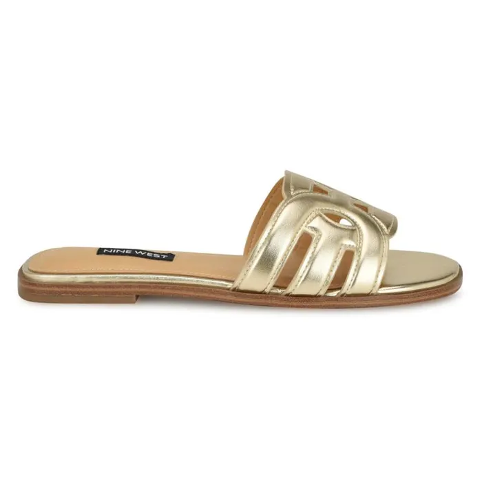 Geena Flat Slide Sandals Platino Women Nine West Sandals