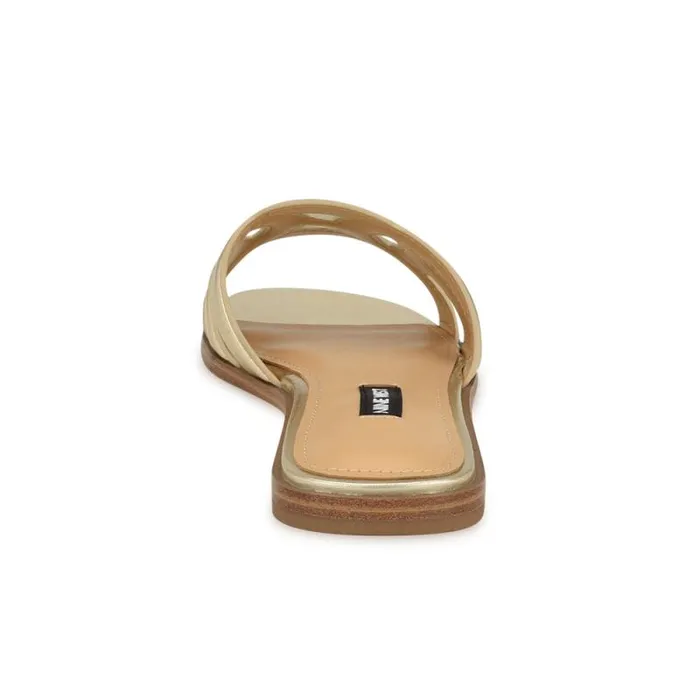 Geena Flat Slide Sandals Platino Women Nine West Sandals Geena Flat Slide Sandals Platino Women Nine West Sandals