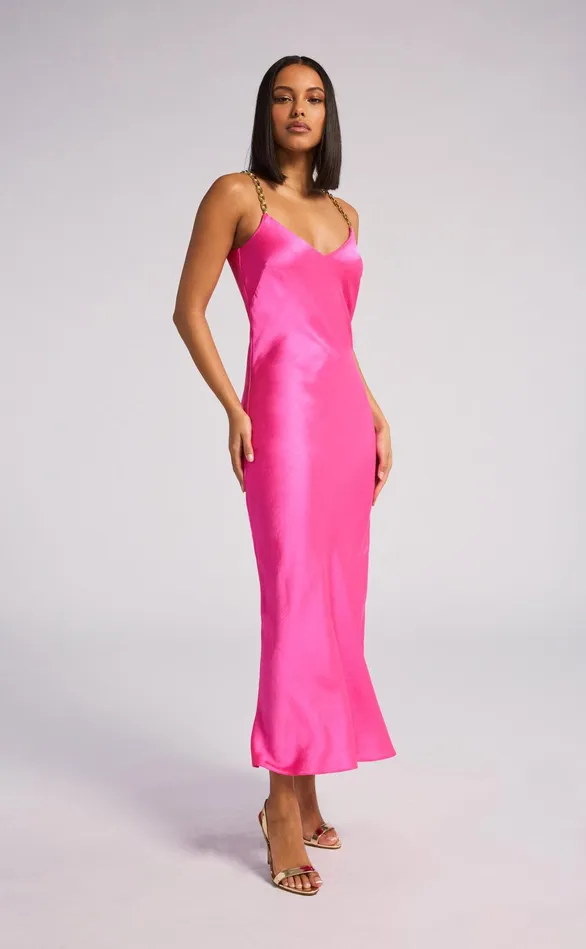 Generation Love Clothing Dresses Monica Satin Maxi Dress Hot Pink 8211 Women