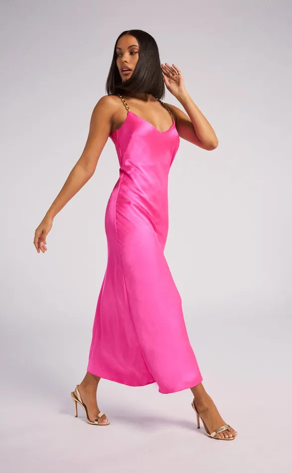Generation Love Clothing Dresses Monica Satin Maxi Dress Hot Pink 8211 Women