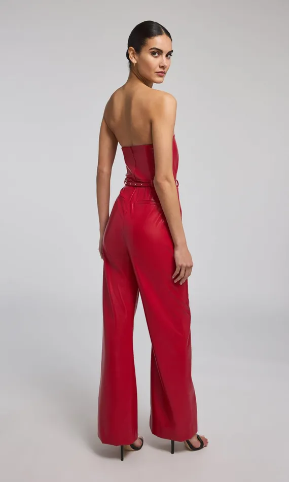 Generation Love Clothing Jumpsuits and Rompers Cristelle Vegan Leather Jumpsuit Ruby 8211 Women