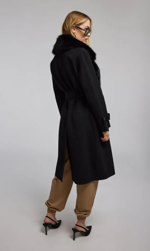 Generation Love Clothing Outerwear Annakin Faux Fur Collar Wool Coat Black 8211 Women