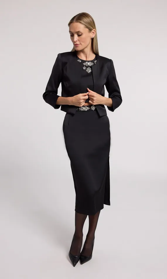 Generation Love Clothing Skirts Kori Crystal Embellished Satin Skirt Blackclear 8211 Women
