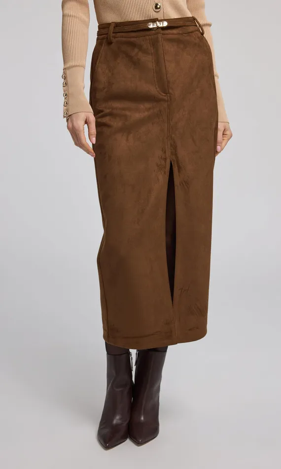 Generation Love Clothing Skirts Medina Belted Vegan Suede Skirt Caramel 8211 Women