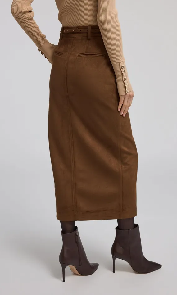 Generation Love Clothing Skirts Medina Belted Vegan Suede Skirt Caramel 8211 Women