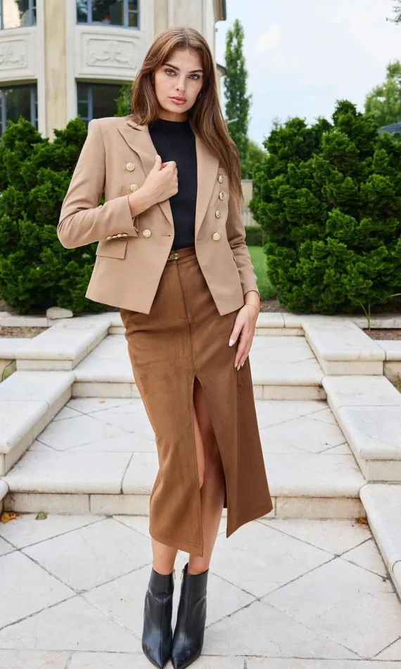 Generation Love Clothing Skirts Medina Belted Vegan Suede Skirt Caramel 8211 Women