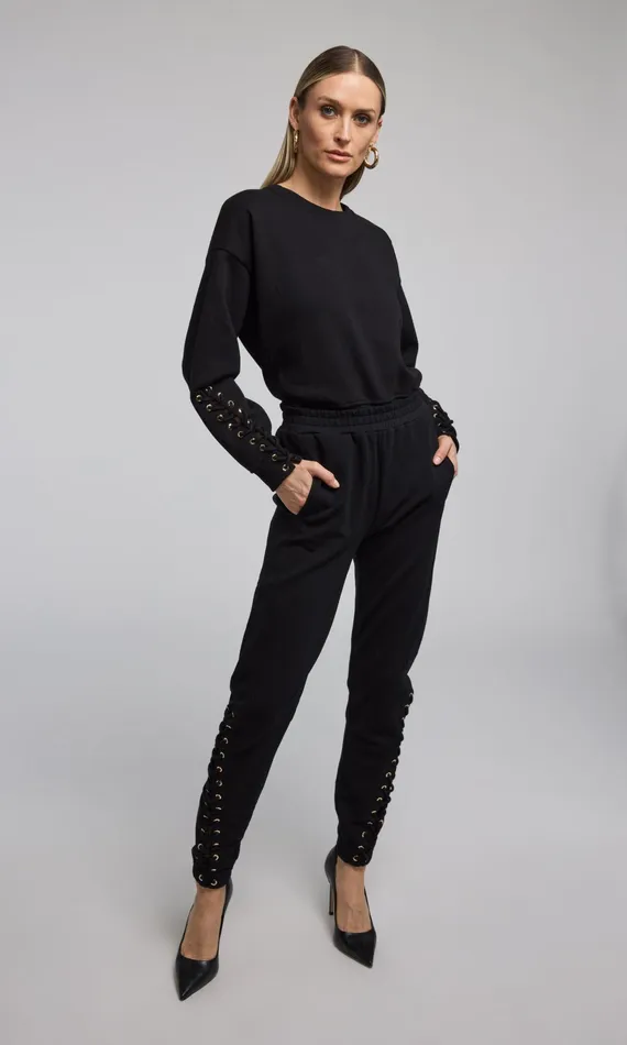 Generation Love Clothing Sweaters and Sweatshirts Marley LaceUp Sweatshirt Black 8211 Women