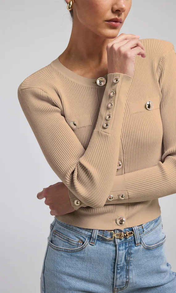 Generation Love Clothing Sweaters and Sweatshirts Pennie Rib Cardigan Camel 8211 Women