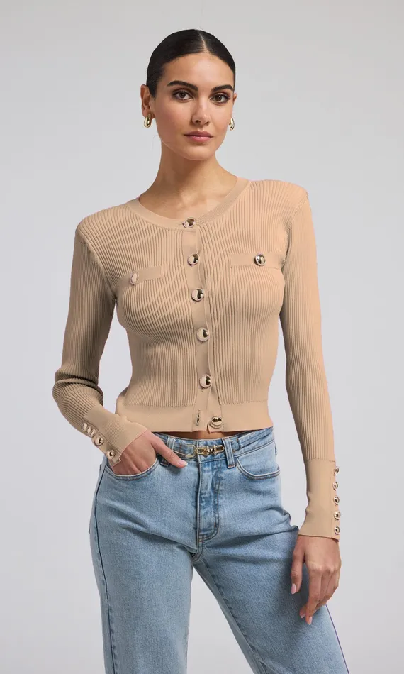Generation Love Clothing Sweaters and Sweatshirts Pennie Rib Cardigan Camel 8211 Women