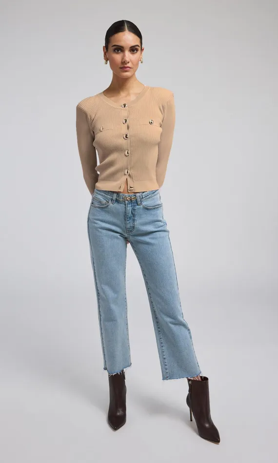 Generation Love Clothing Sweaters and Sweatshirts Pennie Rib Cardigan Camel 8211 Women