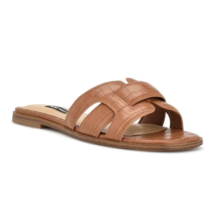 Germani Flat Slide Sandals Brown Women Nine West Sandals