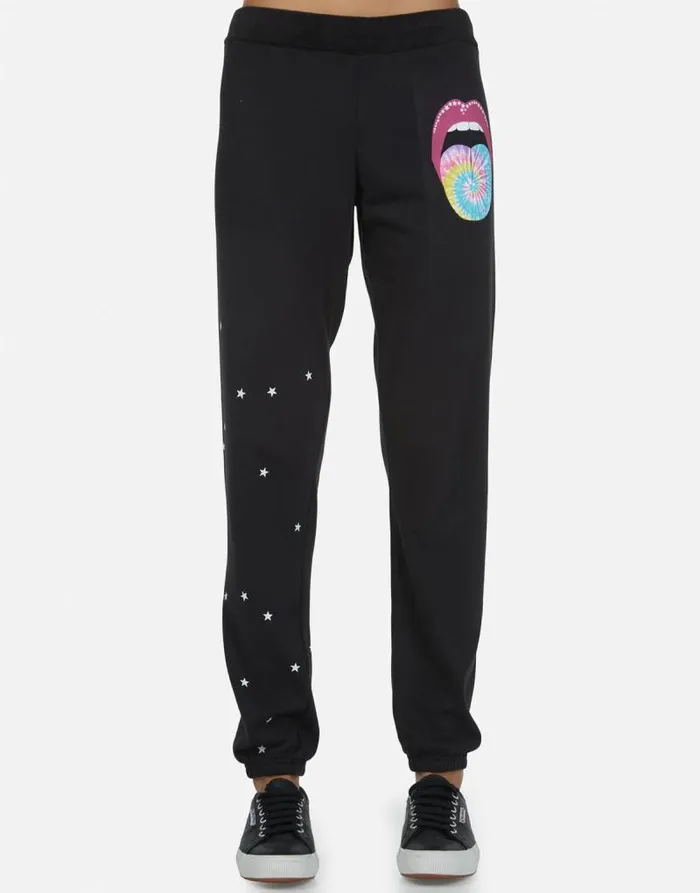Gia Tie Dye Tongue Onyx Women Lauren Moshi Long Sweatpants