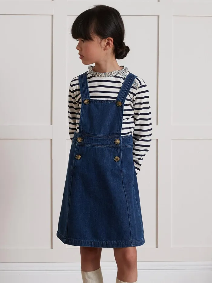 Girls Clothing Cyrillus Denim Apron Dress Denim Brut
