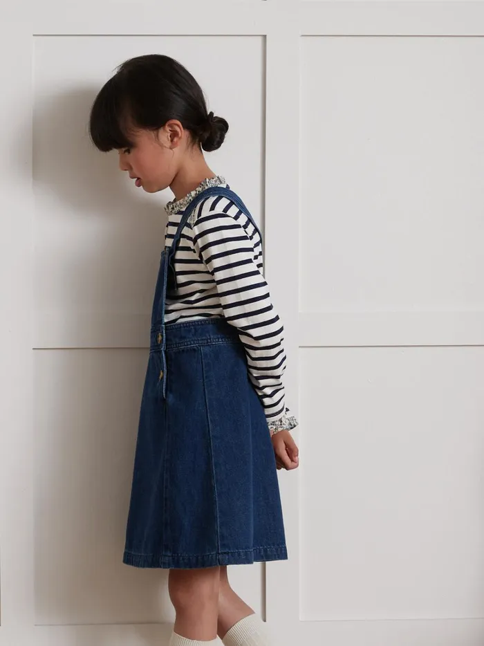 Girls Clothing Cyrillus Denim Apron Dress Denim Brut