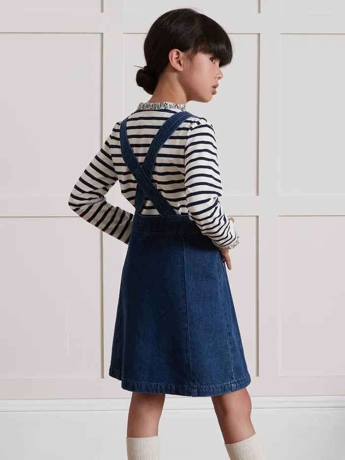 Girls Clothing Cyrillus Denim Apron Dress Denim Brut