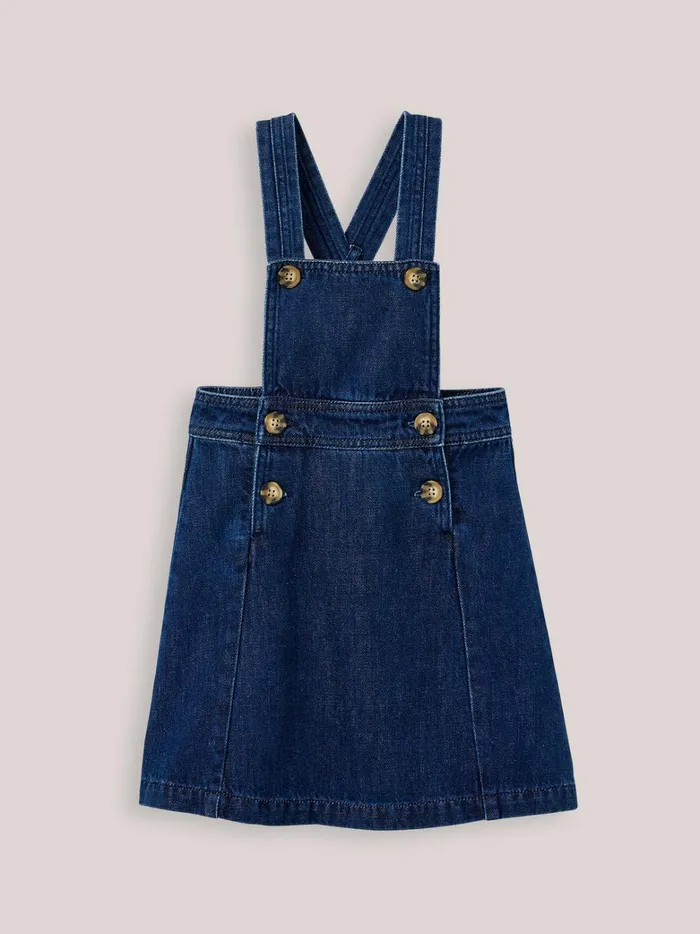 Girls Clothing Cyrillus Denim Apron Dress Denim Brut
