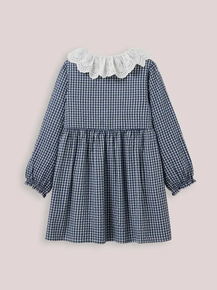 Girls Clothing Cyrillus Dress With Small Checks Vichy Bleu