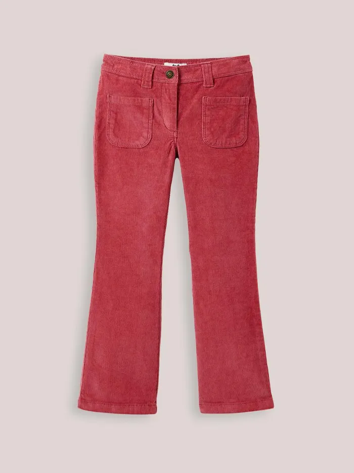 Girls Clothing Cyrillus Flared Corduroy Trousers Rose Bubble