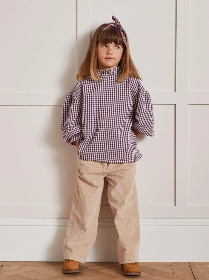 Girls Clothing Cyrillus Tilda Gingham Check Blouse 8211 Apaches Collection Violet
