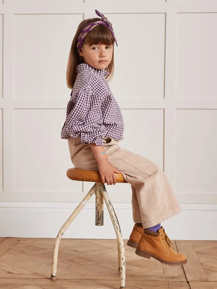 Girls Clothing Cyrillus Tilda Gingham Check Blouse 8211 Apaches Collection Violet
