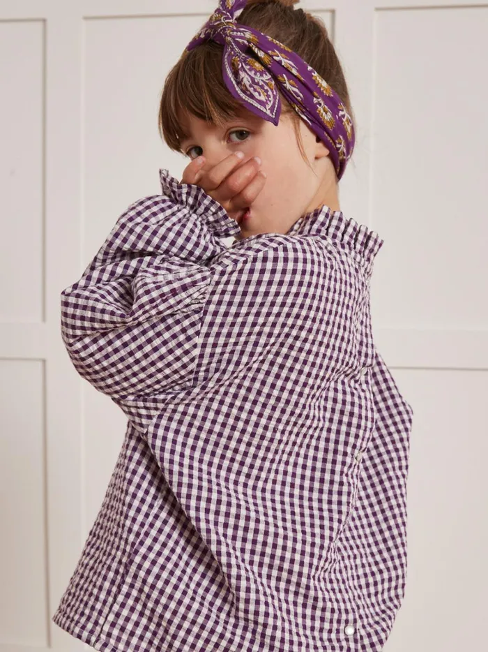 Girls Clothing Cyrillus Tilda Gingham Check Blouse 8211 Apaches Collection Violet