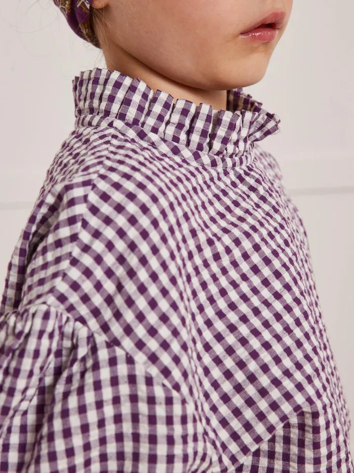 Girls Clothing Cyrillus Tilda Gingham Check Blouse 8211 Apaches Collection Violet