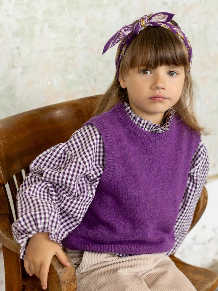Girls Clothing Cyrillus Tilda Gingham Check Blouse 8211 Apaches Collection Violet