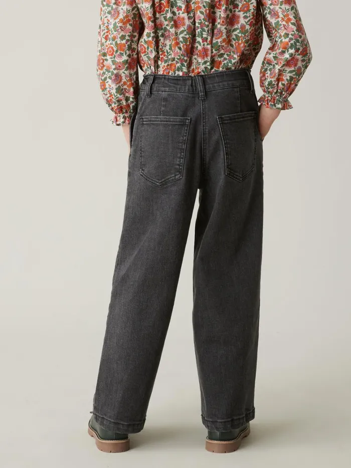 Girls Clothing Cyrillus WideLeg Denim Trousers Gris Delave