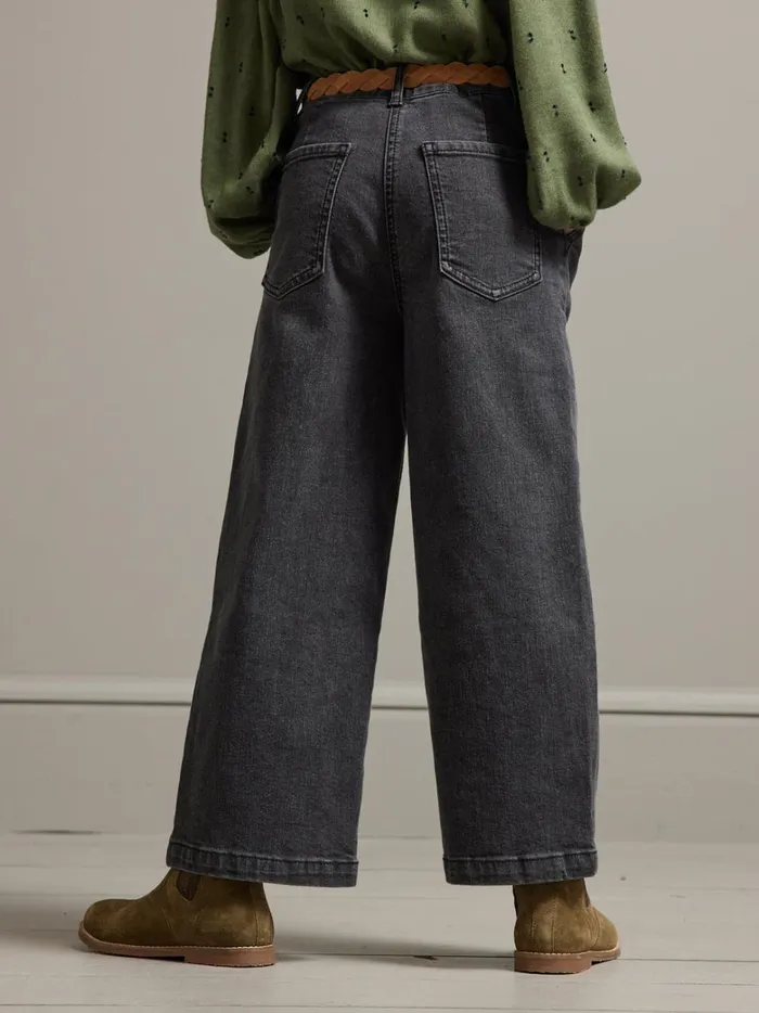 Girls Clothing Cyrillus WideLeg Denim Trousers Gris Delave