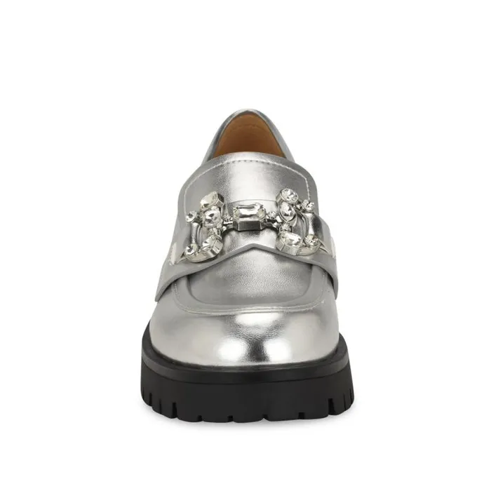 Glammy Lugsole Loafers Silver Women Nine West Flats Glammy Lugsole Loafers Silver Women Nine West Flats