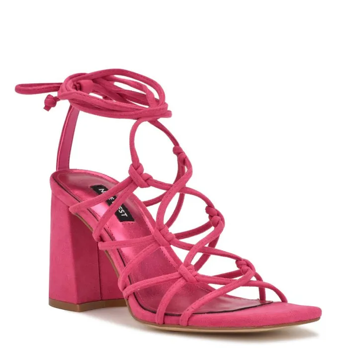 Glaven Ankle Wrap Sandals Pink Suede Women Nine West Sandals Glaven Ankle Wrap Sandals Pink Suede Women Nine West Sandals