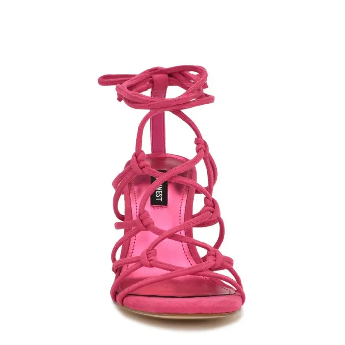 Glaven Ankle Wrap Sandals Pink Suede Women Nine West Sandals Glaven Ankle Wrap Sandals Pink Suede Women Nine West Sandals