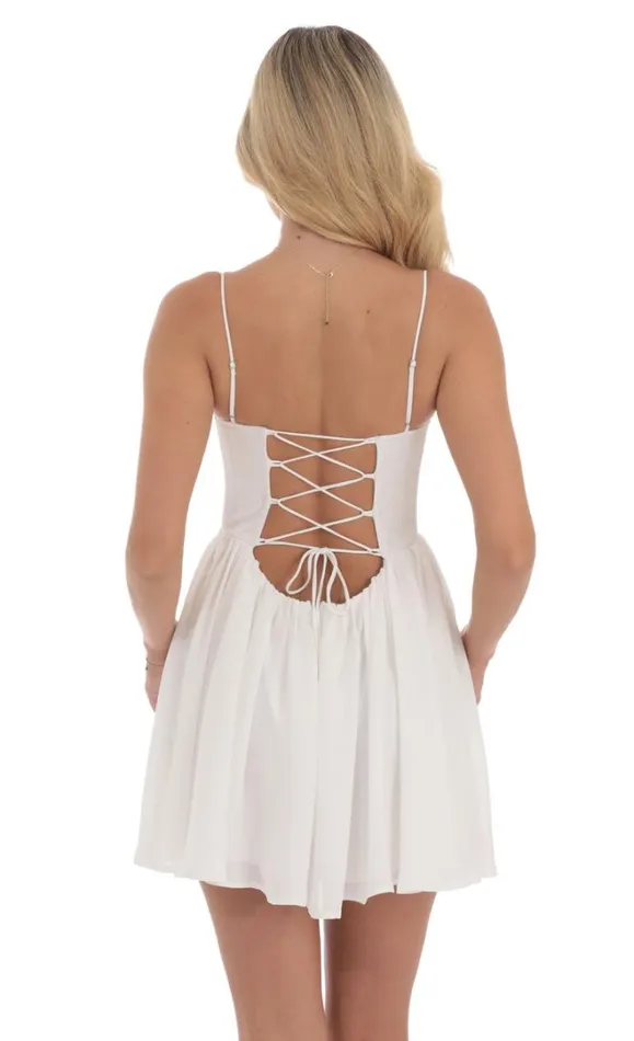 Glitter Sequin Corset Dress White Women LUCY IN THE SKY Mini Dresses