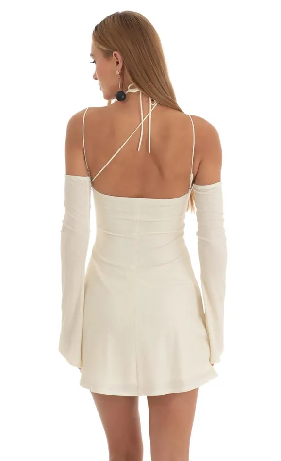 Glitter Strappy Party Dress White Women LUCY IN THE SKY Mini Dresses Glitter Strappy Party Dress White Women LUCY IN THE SKY Mini Dresses