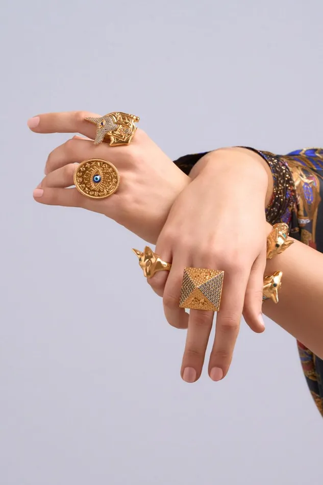 GLOBAL NOMAD BASTET RING GOLD Gold WomensMens Camilla Jewellery